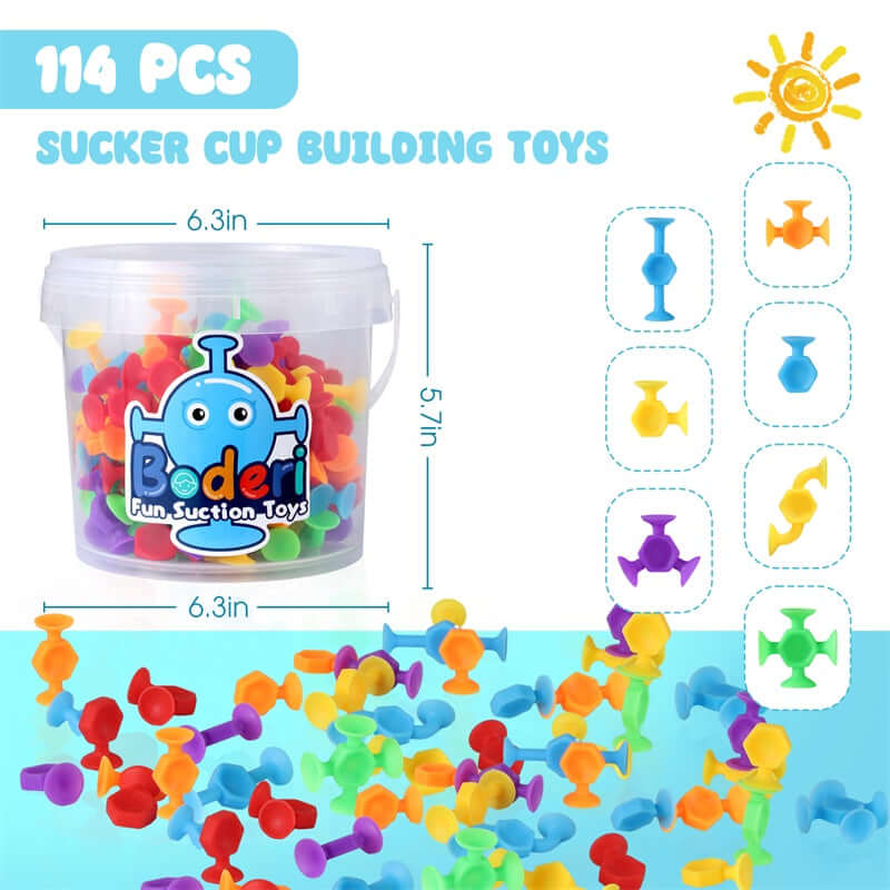 114 PCS Suction Sensory Stress Release Bath Toys