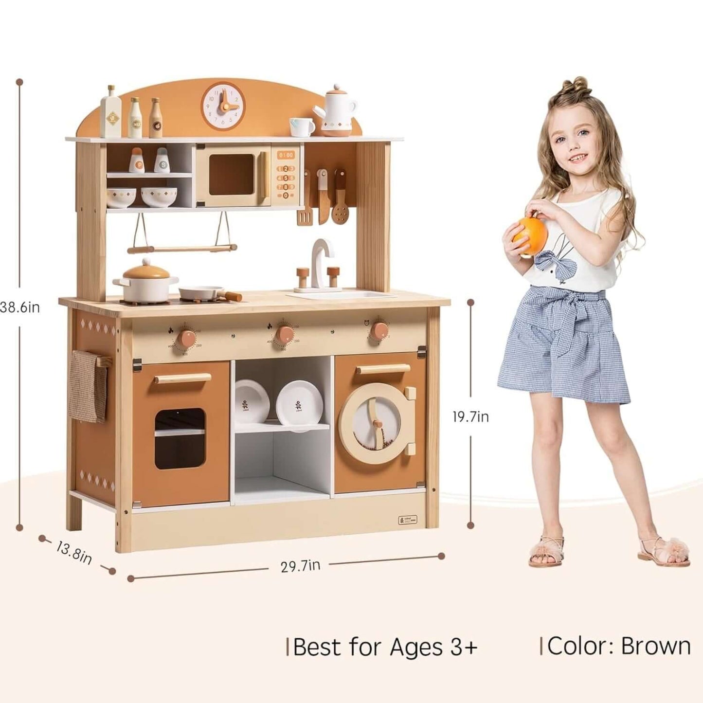 New Large Wooden Kitchen Playset With Accessories